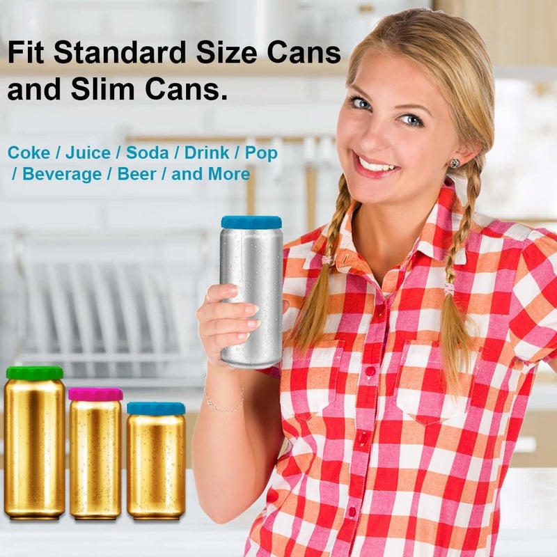 Hoimoto 6 Pack Silicone Soda Can Lids, BPA-Free Reusable Silicone Beverage Can Covers - Protector & Stopper For Soda, Beer, Drink, Juice, Coke, Beverage, Fits Standard Size Cans - Image 3